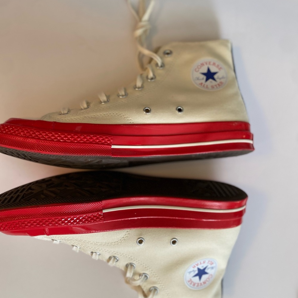 Converse Cream and Red High-Top Sneakers